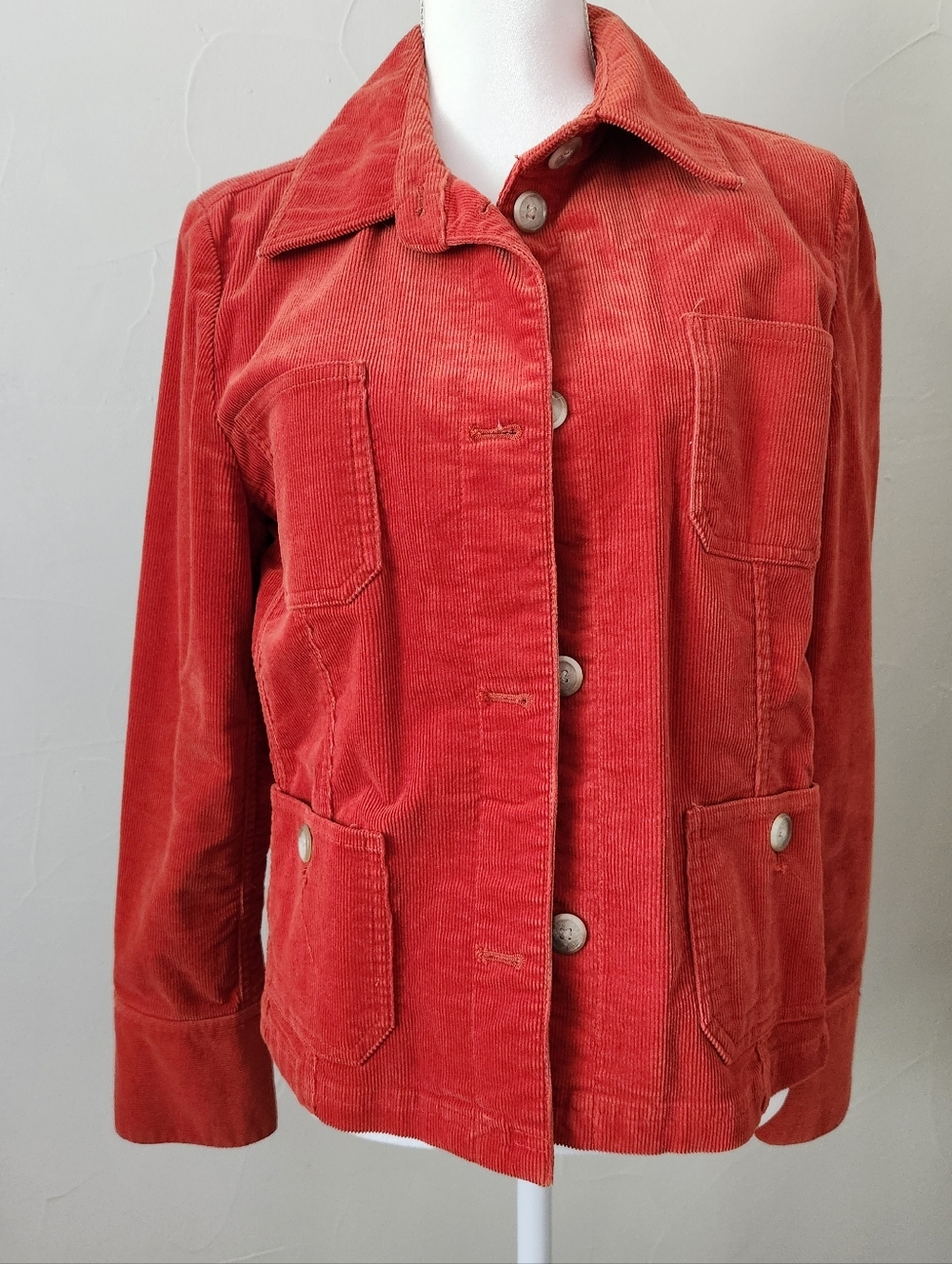 Casual Corner Orange Corduroy Button-Front Jacket